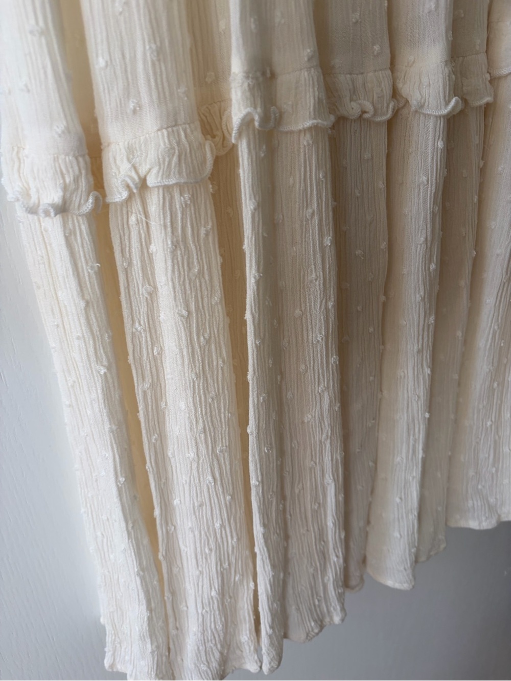 Boho, Cream Long-Sleeve Maxi Dress with Swiss Dot Texture - Picture 7 of 7